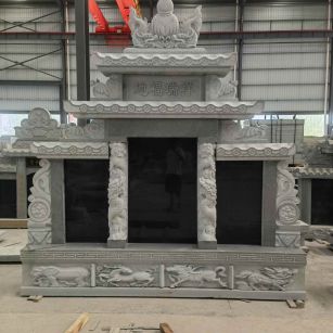 廊坊 芝麻灰高档墓碑、土墓，一套也支持定做