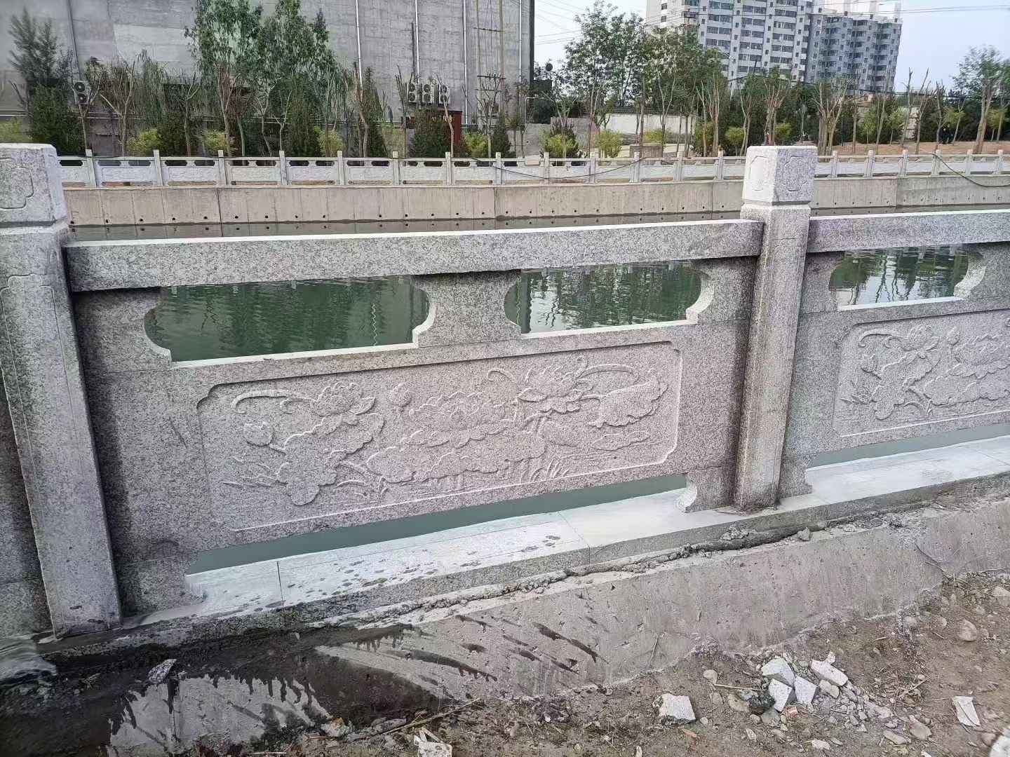 廊坊 芙蓉白大花桥梁、河道，石材栏杆、围栏、护栏