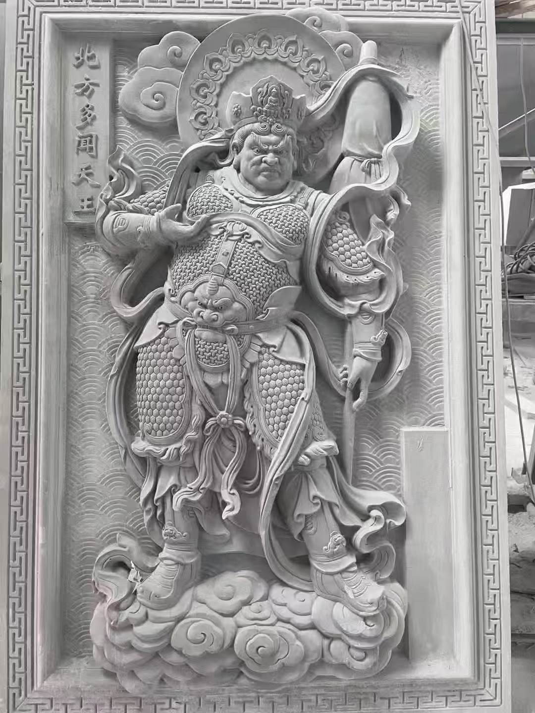 廊坊 芝麻灰花岗岩人物雕刻——多闻天王
